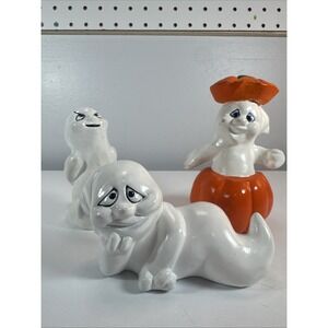 Vtg Lot Of 3 Ghost‎ Figures Halloween Fall Decor Pumpkin